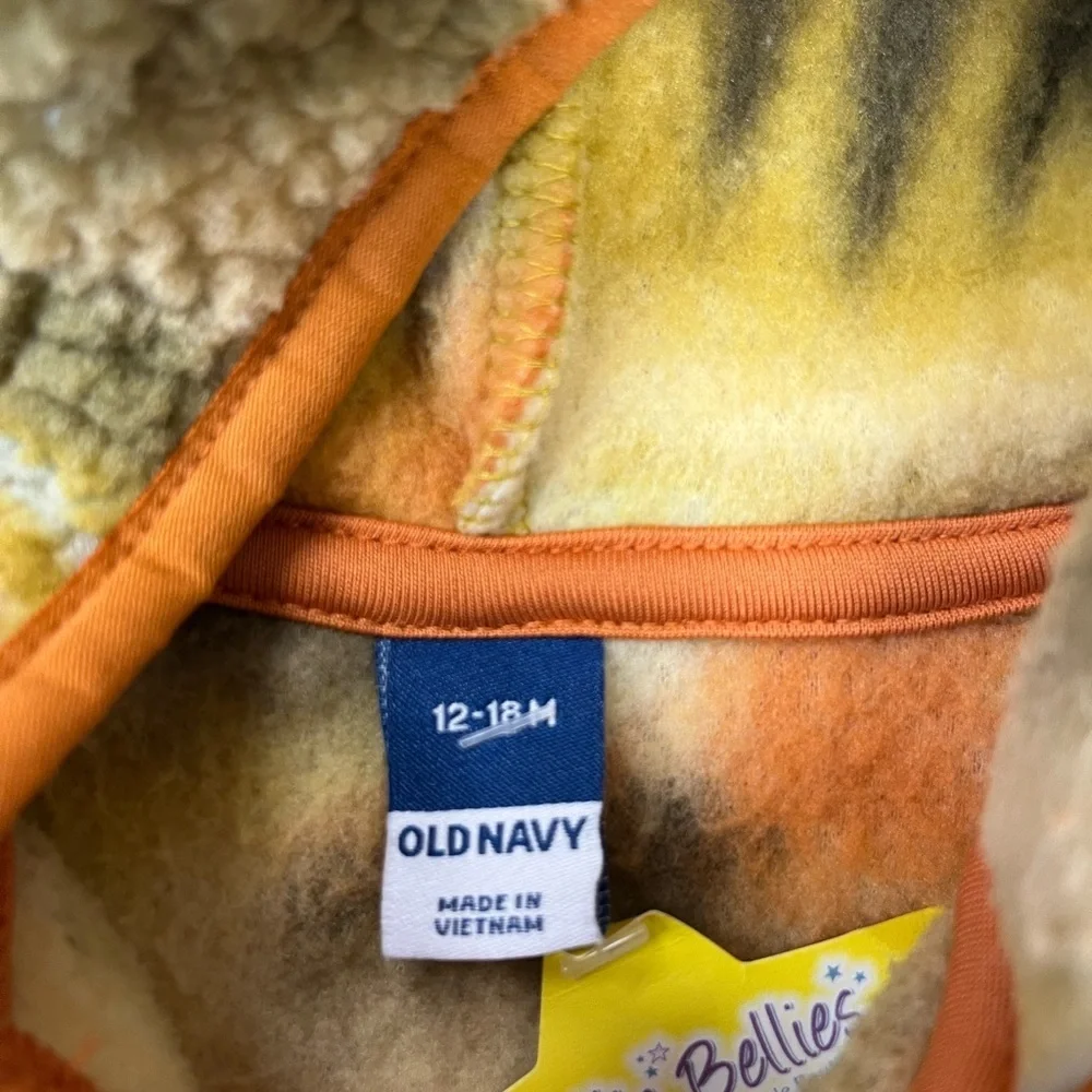 Old Navy 12-18m Yellow Mountain Print Hooded Fleece One-Piece